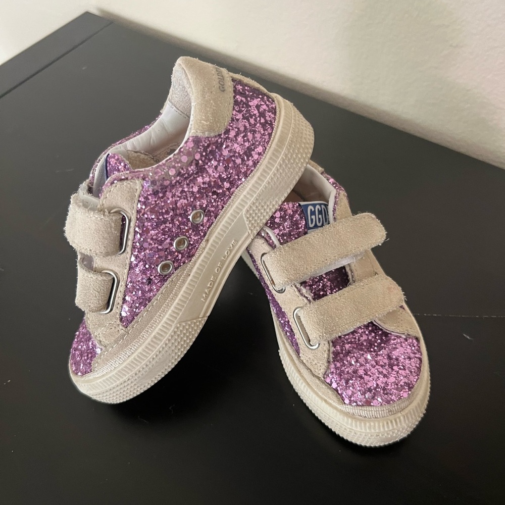 Kids golden goose purple sneakers